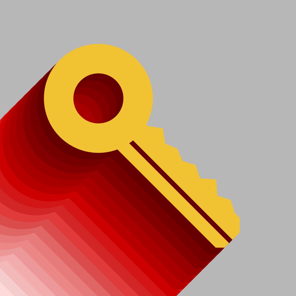 Site logo. It's a yellow key with a blocky red gradient behind it.